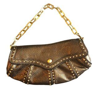 Maxx New York Bronze Textured Chain Handle Shoulder Bag Studded Detailing Purse